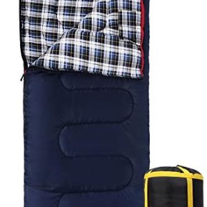 REDCAMP Cotton Flannel Sleeping Bag for Camping Backpacking, Adults Cold Weather Envelope Sleeping Bags with 2/3/4/6lbs Filling